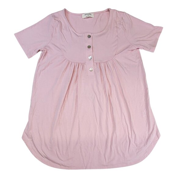 Zenana Short Sleeve Top Pink Womens Size S Polyester Rayon Blend New - Picture 1 of 7